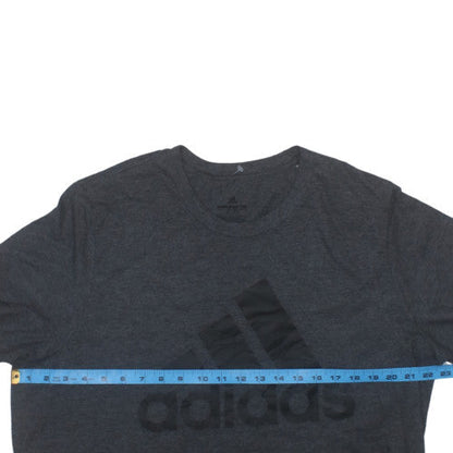 Adidas Men's Grey Short Sleeve Logo T-Shirt Medium