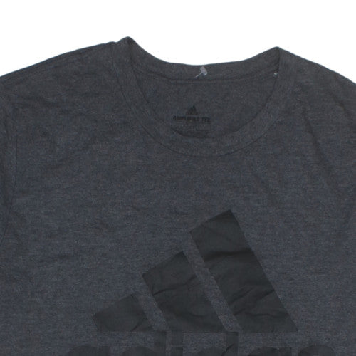 Adidas Men's Grey Short Sleeve Logo T-Shirt Medium