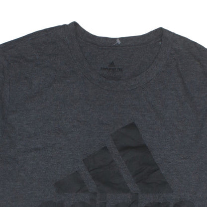 Adidas Men's Grey Short Sleeve Logo T-Shirt Medium