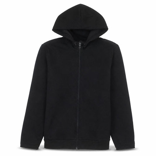 Front view of adidas Men's Black Full Zip Hoodie, size L, Sportswear