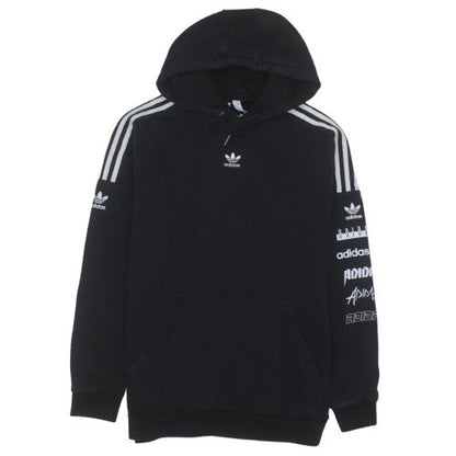 Adidas Mens Black Pullover Hoodie Size L Graphic Print Sportswear