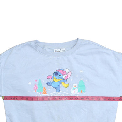 Disney Women Blue Stitch Sweatshirt Small UK 10/12 Pullover Graphic