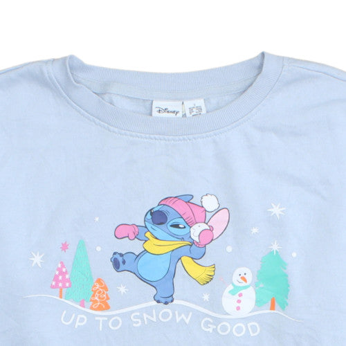 Disney Women Blue Stitch Sweatshirt Small UK 10/12 Pullover Graphic