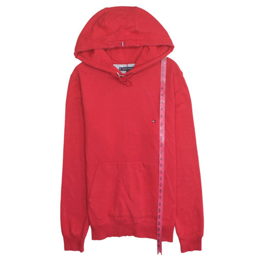 Tommy Hilfiger Mens Red L Pullover Hoodie Classic Cotton Blend