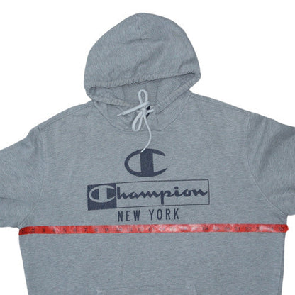 Champion Men's Grey 2XL Pullover Hoodie with Logo Print