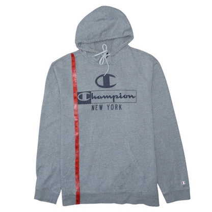 Champion Men's Grey 2XL Pullover Hoodie with Logo Print