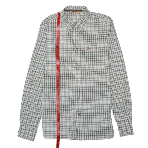 Fjällräven Men's Beige Check Button-Up Shirt L Regular Fit Cotton