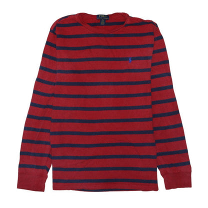 Polo Ralph Lauren Men's Red Blue Striped Long Sleeve Cotton Top XL