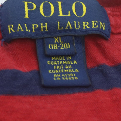 Polo Ralph Lauren Men's Red Blue Striped Long Sleeve Cotton Top XL
