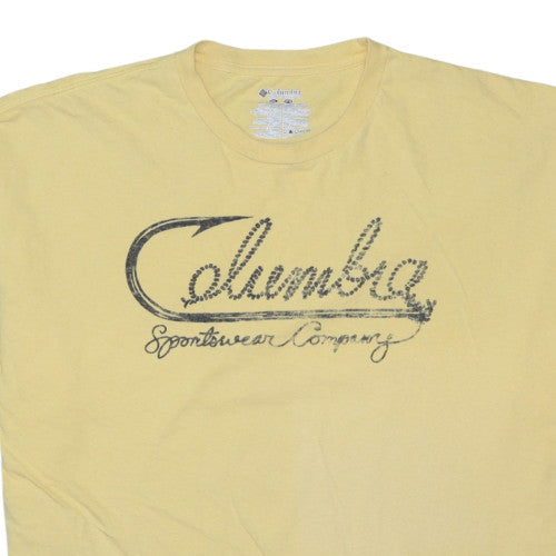 Columbia Men's Yellow Graphic Crew Neck Cotton T-Shirt XXL