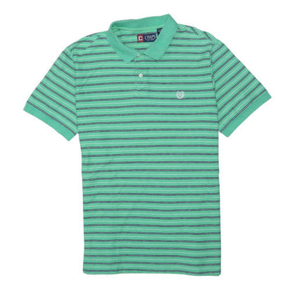 Chaps Men's Green Striped Cotton Polo Shirt XL Regular Fit
