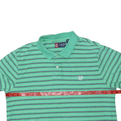 Chaps Men's Green Striped Cotton Polo Shirt XL Regular Fit