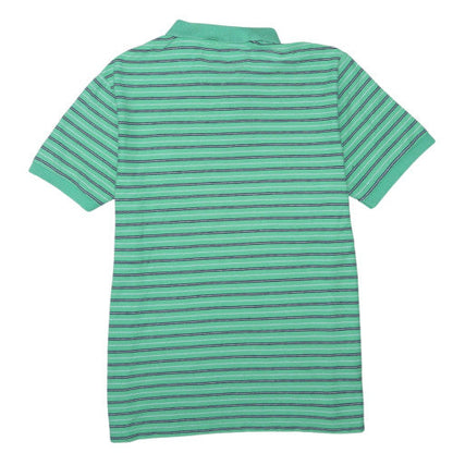 Chaps Men's Green Striped Cotton Polo Shirt XL Regular Fit