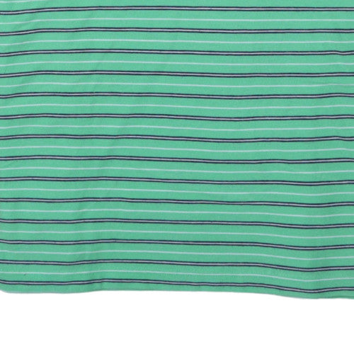 Chaps Men's Green Striped Cotton Polo Shirt XL Regular Fit