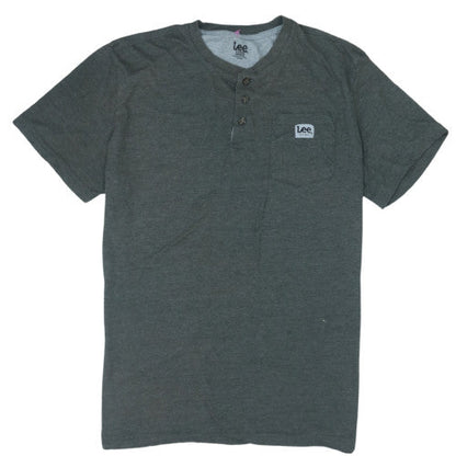 Lee Mens Grey Henley Short Sleeve T-Shirt Size XL Regular Fit