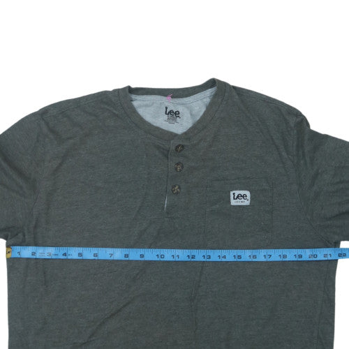 Lee Mens Grey Henley Short Sleeve T-Shirt Size XL Regular Fit