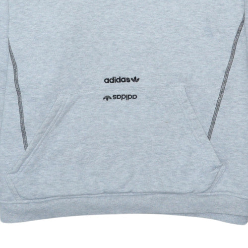 Adidas Men's Grey Pullover Hoodie Medium Fleece Sportswear
