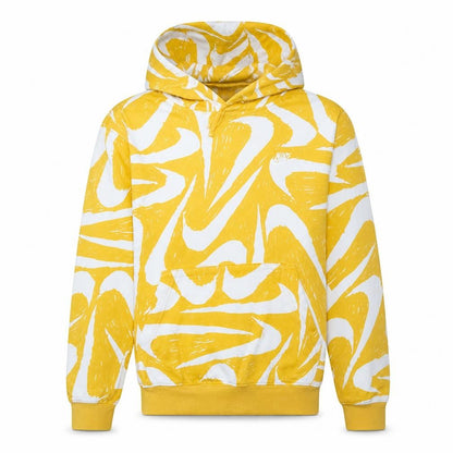 Nike Men Yellow Graphic Print Pullover Hoodie Size S