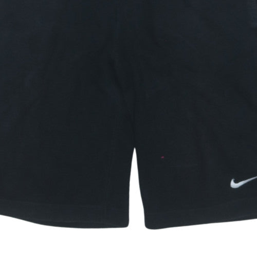 Nike Men Black Sweat Shorts M Elastic Waist Cotton Sportswear
