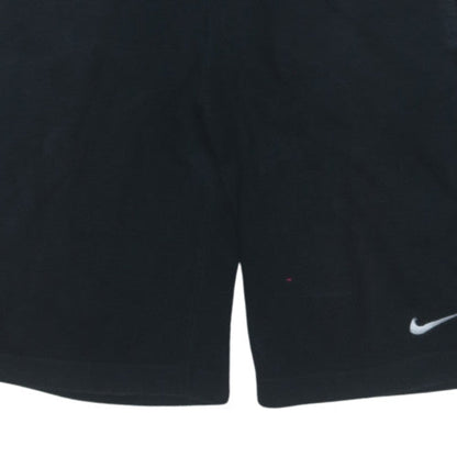 Nike Men Black Sweat Shorts M Elastic Waist Cotton Sportswear