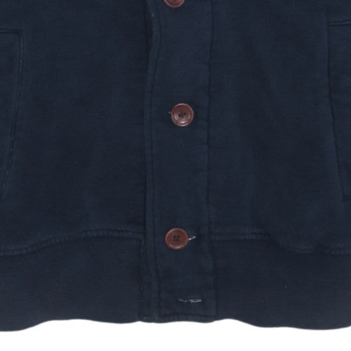 Fred Perry Men's Blue Collared Cotton Cardigan Size L