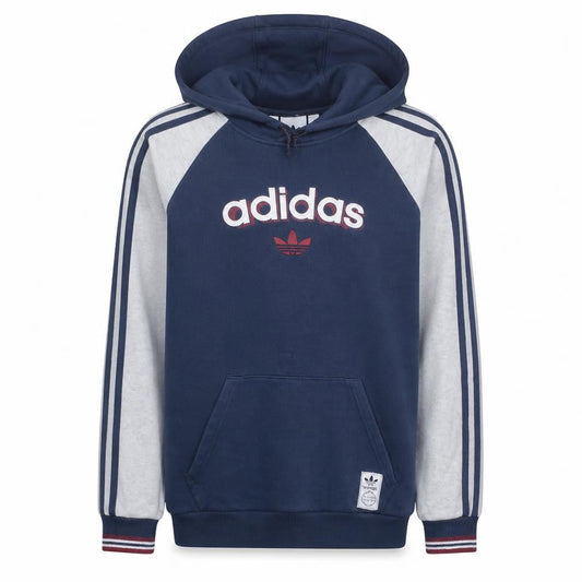 Front view of Adidas Men's Blue Pullover Hoodie S Regular Fit Sports Fleece