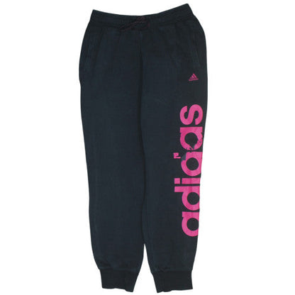 adidas Womens Black Jogger Trousers Size M Logo Fleece Activewear