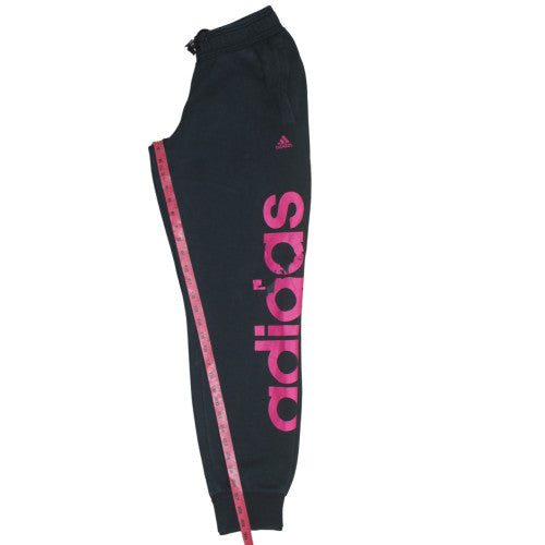 adidas Womens Black Jogger Trousers Size M Logo Fleece Activewear