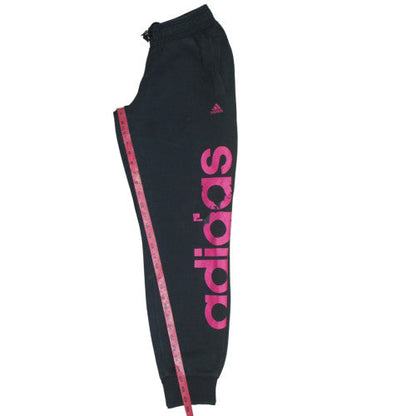 adidas Womens Black Jogger Trousers Size M Logo Fleece Activewear