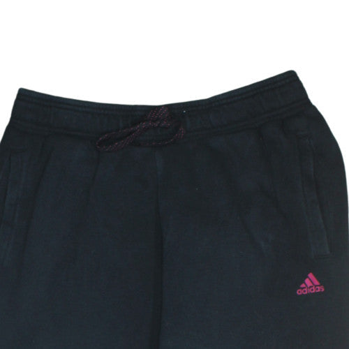 adidas Womens Black Jogger Trousers Size M Logo Fleece Activewear