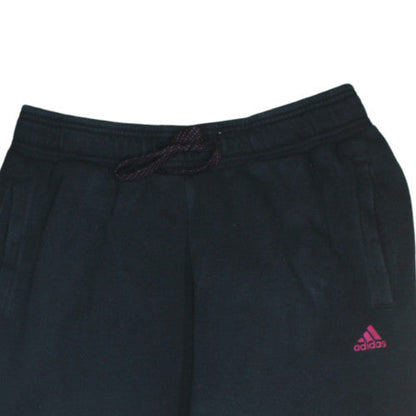 adidas Womens Black Jogger Trousers Size M Logo Fleece Activewear