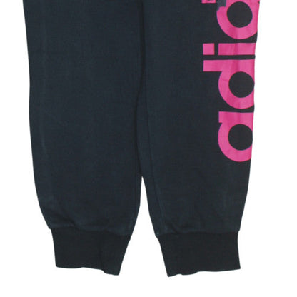 adidas Womens Black Jogger Trousers Size M Logo Fleece Activewear