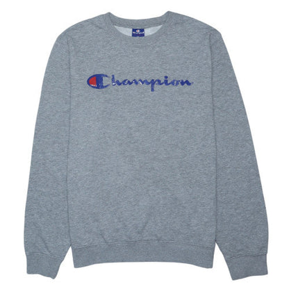 Champion Mens Grey Logo Pullover Sweatshirt Size L Regular Fit