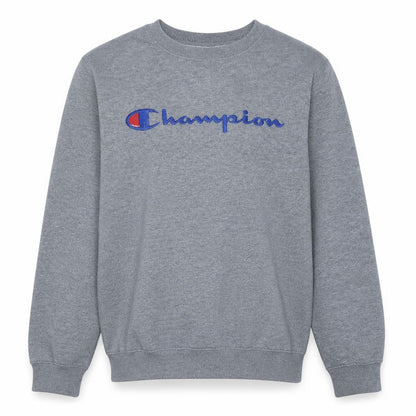 Champion Mens Grey Logo Pullover Sweatshirt Size L Regular Fit
