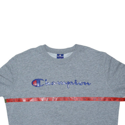 Champion Mens Grey Logo Pullover Sweatshirt Size L Regular Fit