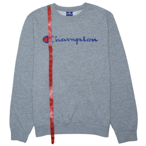 Champion Mens Grey Logo Pullover Sweatshirt Size L Regular Fit