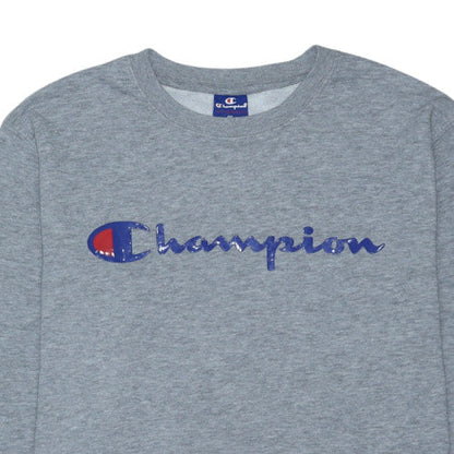 Champion Mens Grey Logo Pullover Sweatshirt Size L Regular Fit