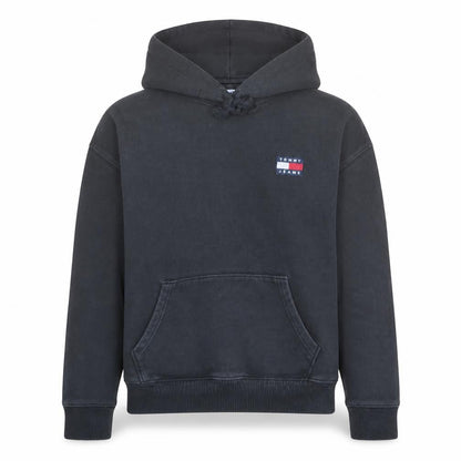 Tommy Jeans Mens Black Hoodie M Pullover Cotton Blend Logo Streetwear
