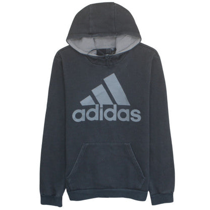 Adidas Mens Black Pullover Hoodie L Logo Graphic Fleece Sweatshirt