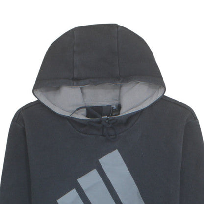 Adidas Mens Black Pullover Hoodie L Logo Graphic Fleece Sweatshirt