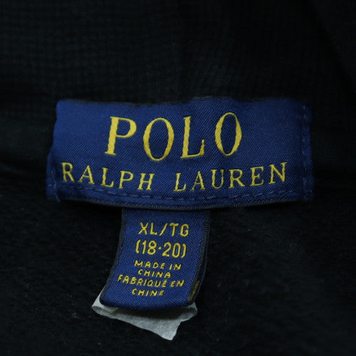Ralph Lauren Boys Black Pullover Hoodie XL (18-20 Years) Fleece Logo