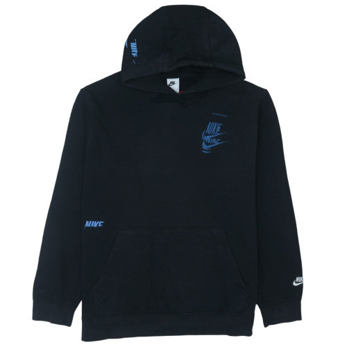 Nike Men's Black XL Pullover Hoodie with Blue Logo Graphic