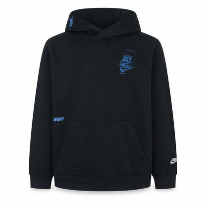 Nike Men's Black XL Pullover Hoodie with Blue Logo Graphic