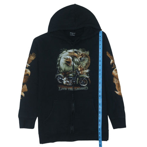 Hyde Park Women Black Full Zip Hoodie Animal Print Size M