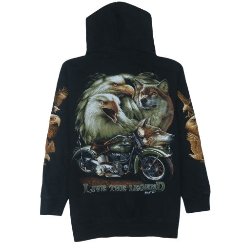 Hyde Park Women Black Full Zip Hoodie Animal Print Size M