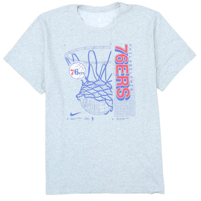 Nike Men's Grey Philadelphia 76ers Dri-Fit T-Shirt XL NBA Graphic Top