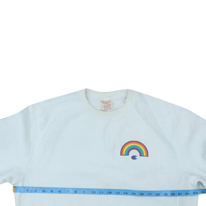 Champion Mens White 2XL Crew Neck Rainbow Graphic Sweatshirt