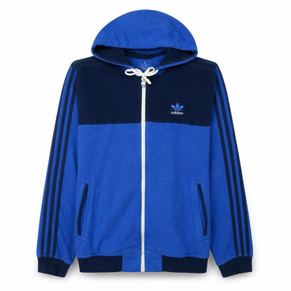 Adidas Men's Blue Full Zip Hoodie L Cotton Blend Sportswear