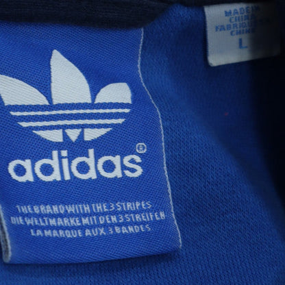Adidas Men's Blue Full Zip Hoodie L Cotton Blend Sportswear