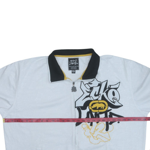 Ecko Unltd Men’s White 3XL Track Jacket Cotton Blend Zip Up